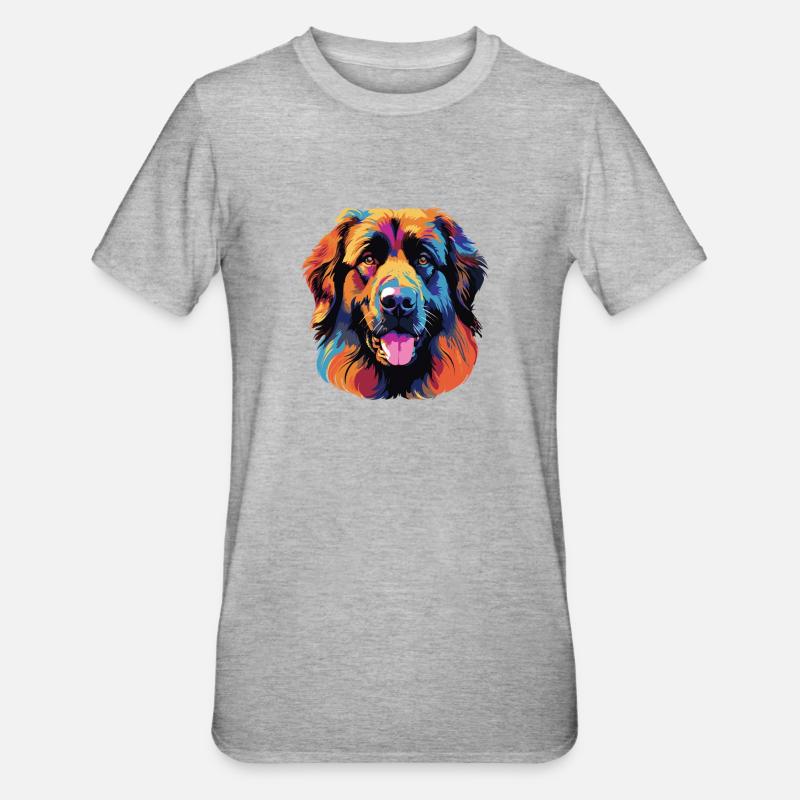 Farbexplosion Hundeporträt - Unisex Polycotton T-Shirt - Grau meliert