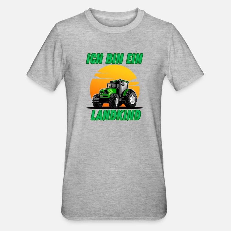 Traktor - Ich bin ein Landkind - Unisex Polycotton T-Shirt - Grau meliert