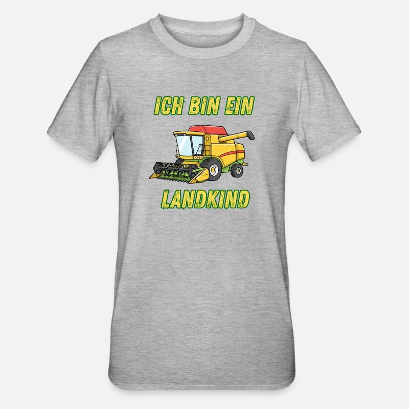 Traktor - Ich bin ein Landkind - Unisex Polycotton T-Shirt - Grau meliert