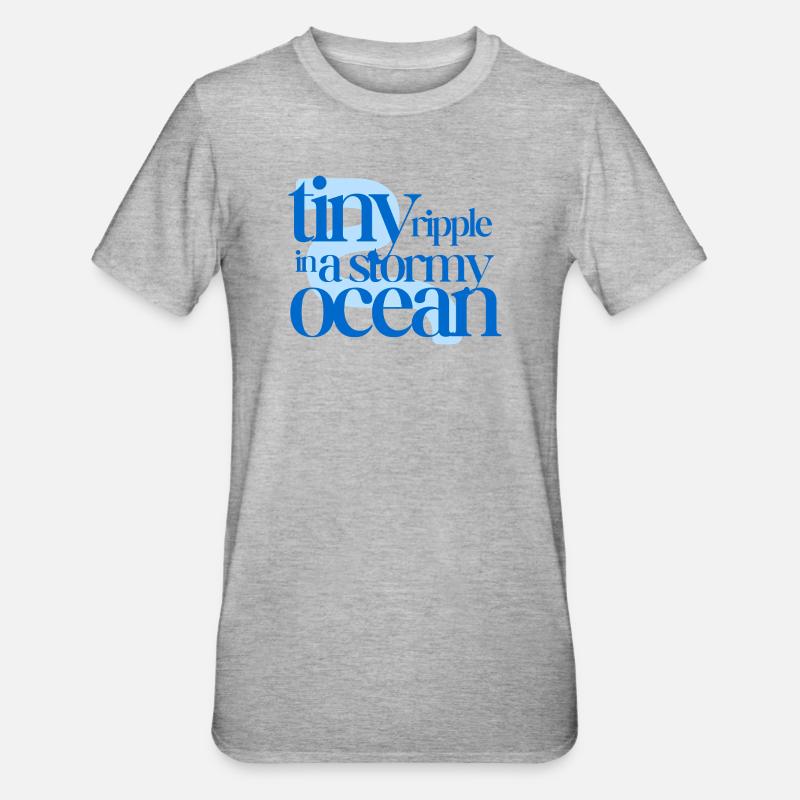 Tiny ripple in a stormy ocean (blue background) - Unisex Polycotton T-Shirt - heather grey