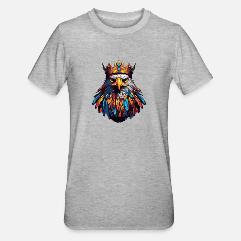 Adler Comic Krone - Unisex Polycotton T-Shirt - Grau meliert