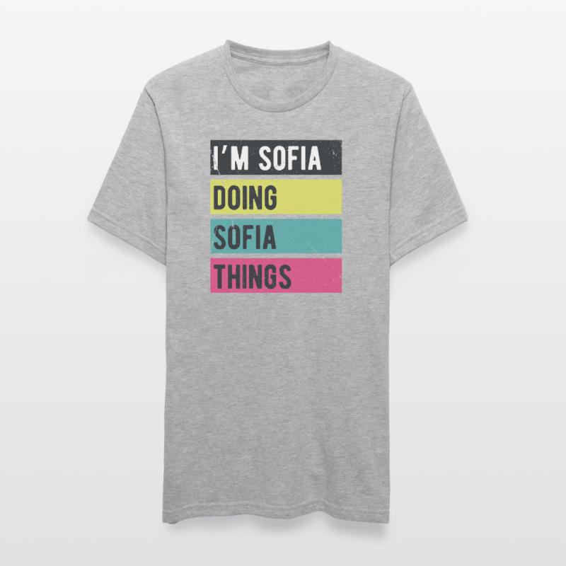 Ich bin Sofia und mache Sofia-Dinge in Retro-Farben Unisex Polycotton T-Shirt