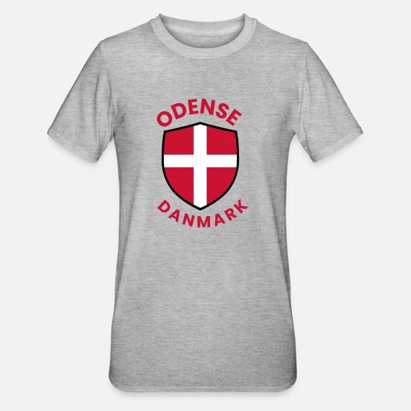 Blason du drapeau du Danemark d’Odense - T-shirt polycoton Unisexe - gris chiné