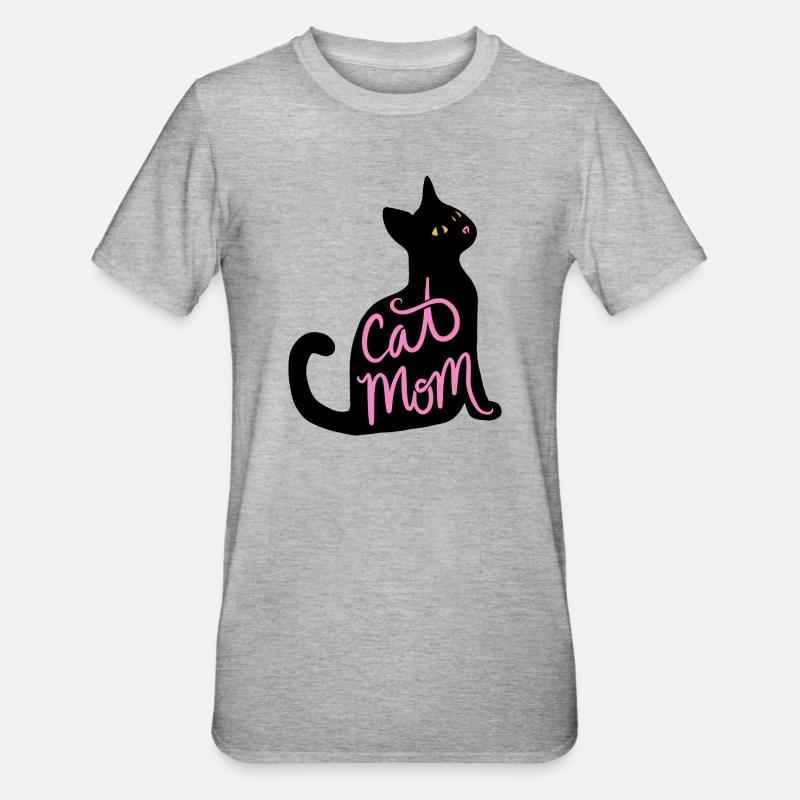 Script néon de Cat Mom - T-shirt polycoton Unisexe - gris chiné