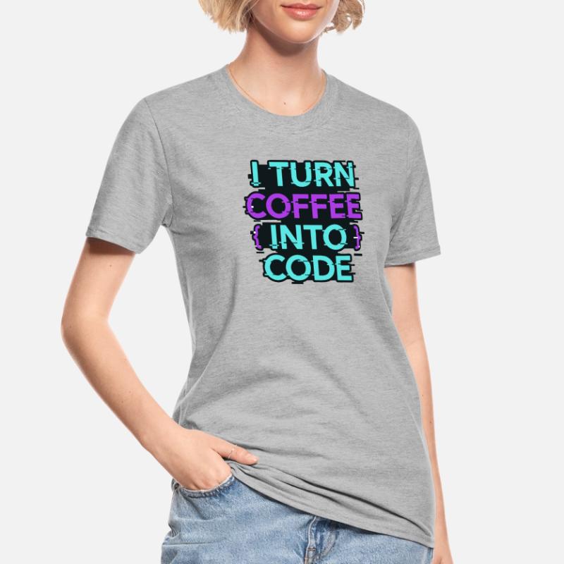 Je transforme le café en code T-shirt polycoton Unisexe