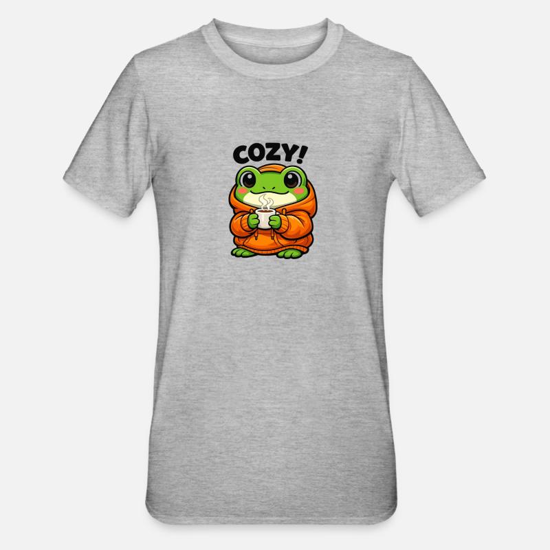 Sweat à capuche Pullover Grenouille Douillet - T-shirt polycoton Unisexe - gris chiné