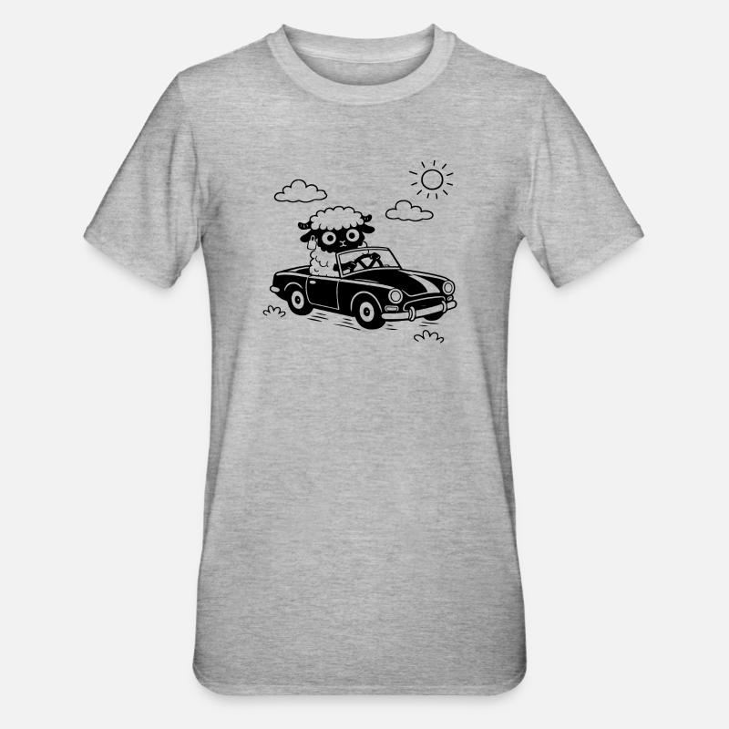 Sheep Cabrio - Unisex Polycotton T-Shirt - Grau meliert
