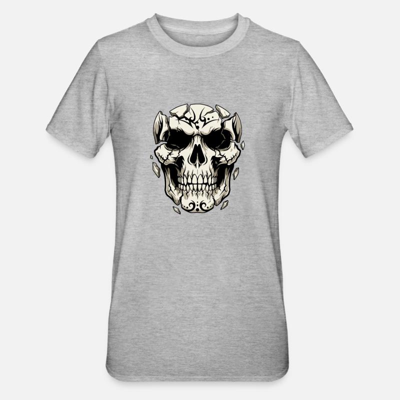 Splintering Skull – Gothic Graphics - Unisex Polycotton T-Shirt - heather grey