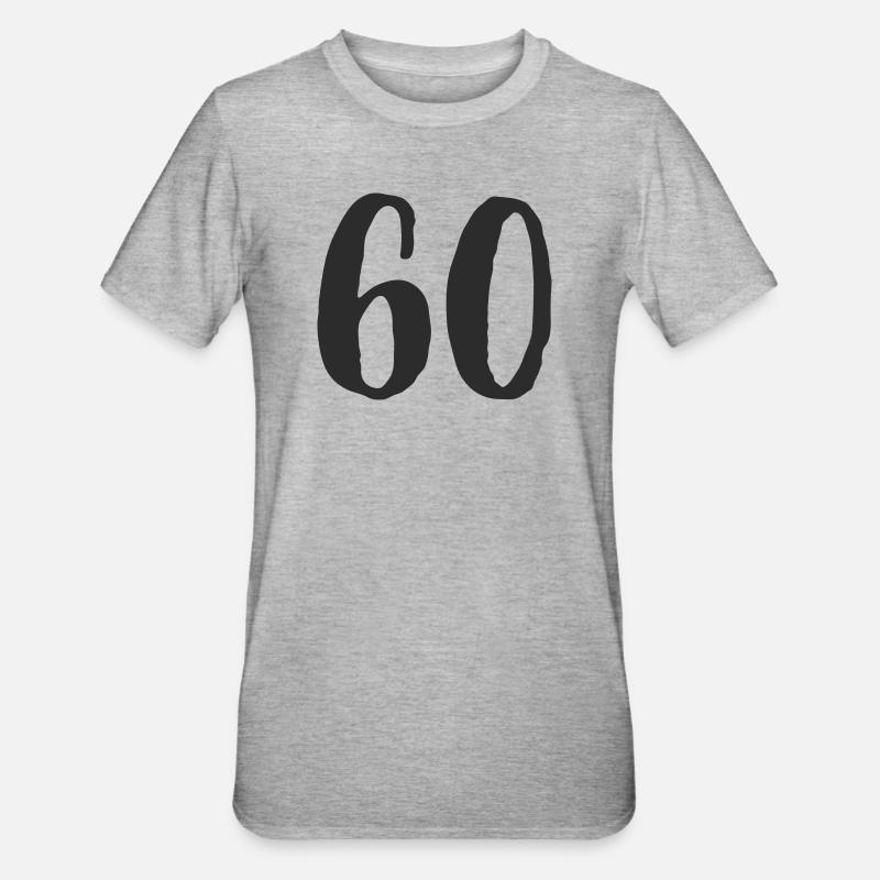 60e anniversaire Numéro Numéro Cadeau - T-shirt polycoton Unisexe - gris chiné