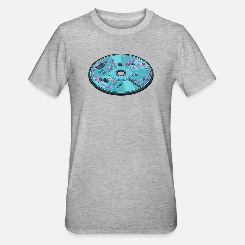 Digitale Zukunft Computer 90er Retro Design - Unisex Polycotton T-Shirt - Grau meliert
