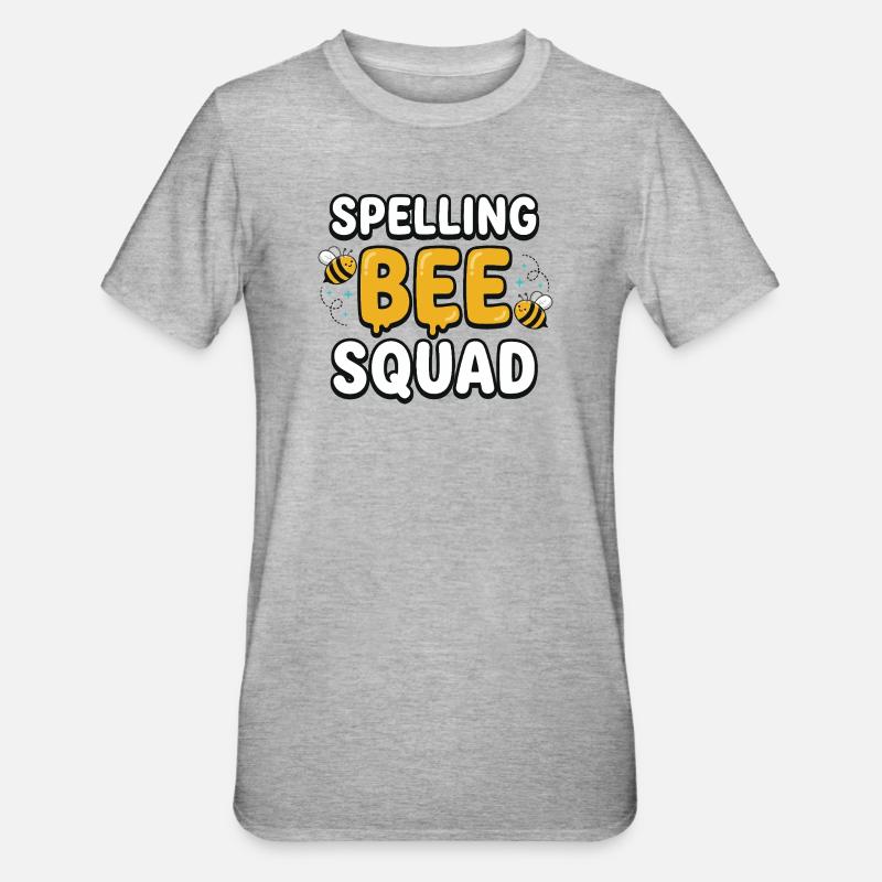 Spelling Bee Squad Cute Bee Team - Unisex Polycotton T-Shirt - Grau meliert