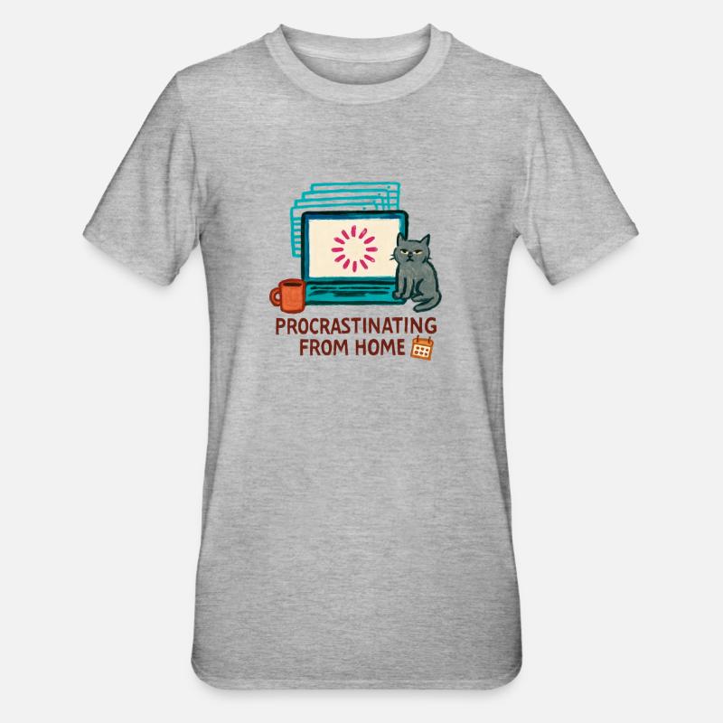 Telearbeit – Telearbeit – Voll-Fernarbeit - Unisex Polycotton T-Shirt - Grau meliert