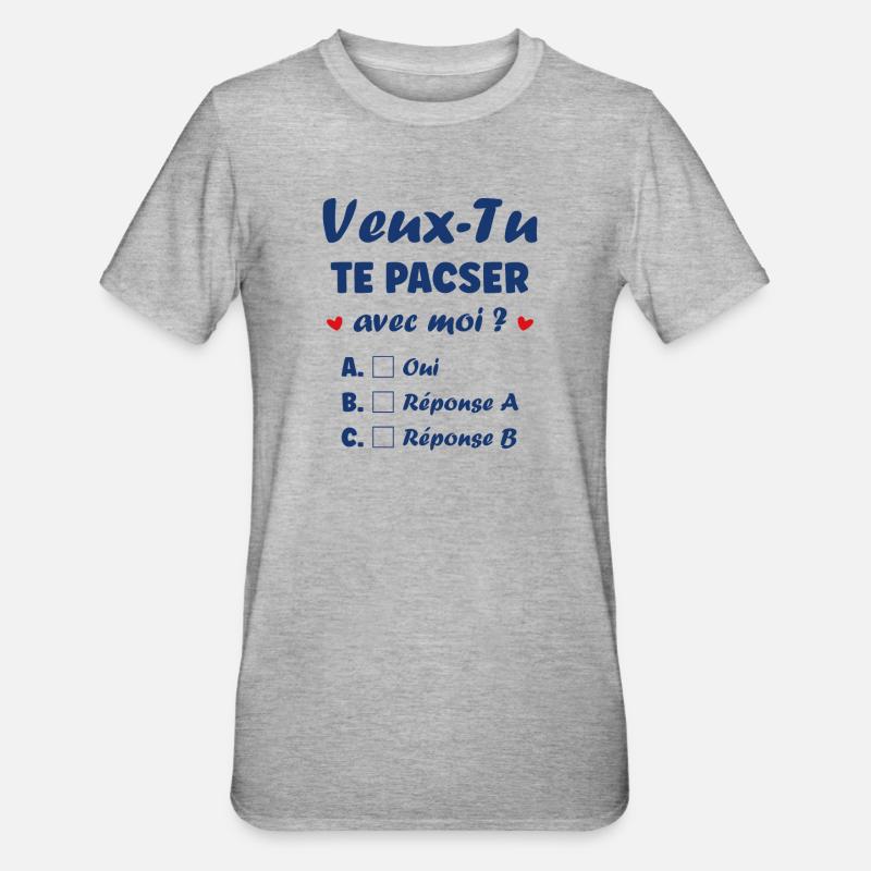 Demande de pacs - T-shirt polycoton Unisexe - gris chiné