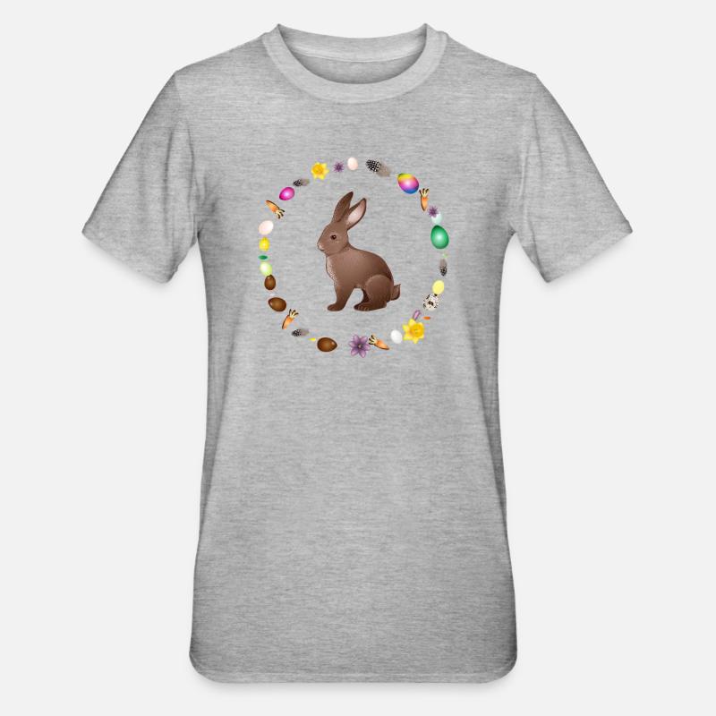 Easter bunny in Easter spring wreath - Unisex Polycotton T-Shirt - heather grey