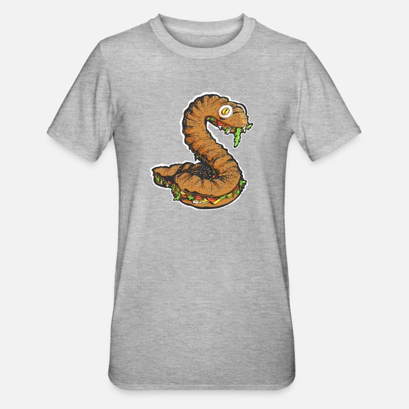 Le Snacking Snake - T-shirt polycoton Unisexe - gris chiné