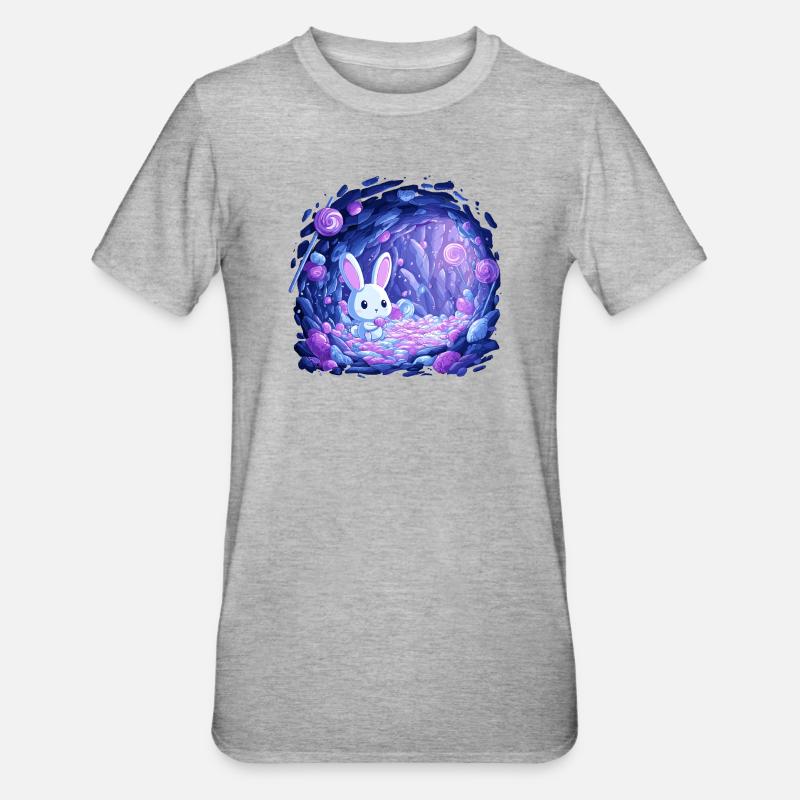 Sugar Cave Bunny in Candy Light - Unisex Polycotton T-Shirt - heather grey