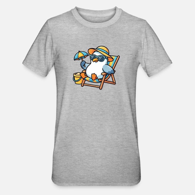 Pingouin de plage de style soleil - T-shirt polycoton Unisexe - gris chiné