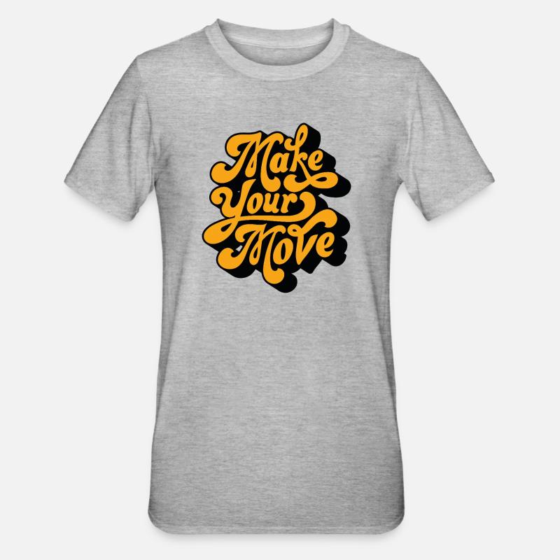 Make Your Move Retro-Skript - Unisex Polycotton T-Shirt - Grau meliert