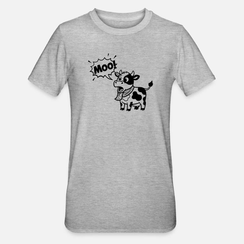 Funny Cow Moo Comic Speech Bubble - Unisex Polycotton T-Shirt - heather grey