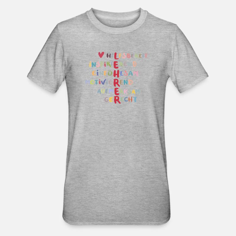 Farbenfrohe Werte Collage – Hilfsbereit - Unisex Polycotton T-Shirt - Grau meliert