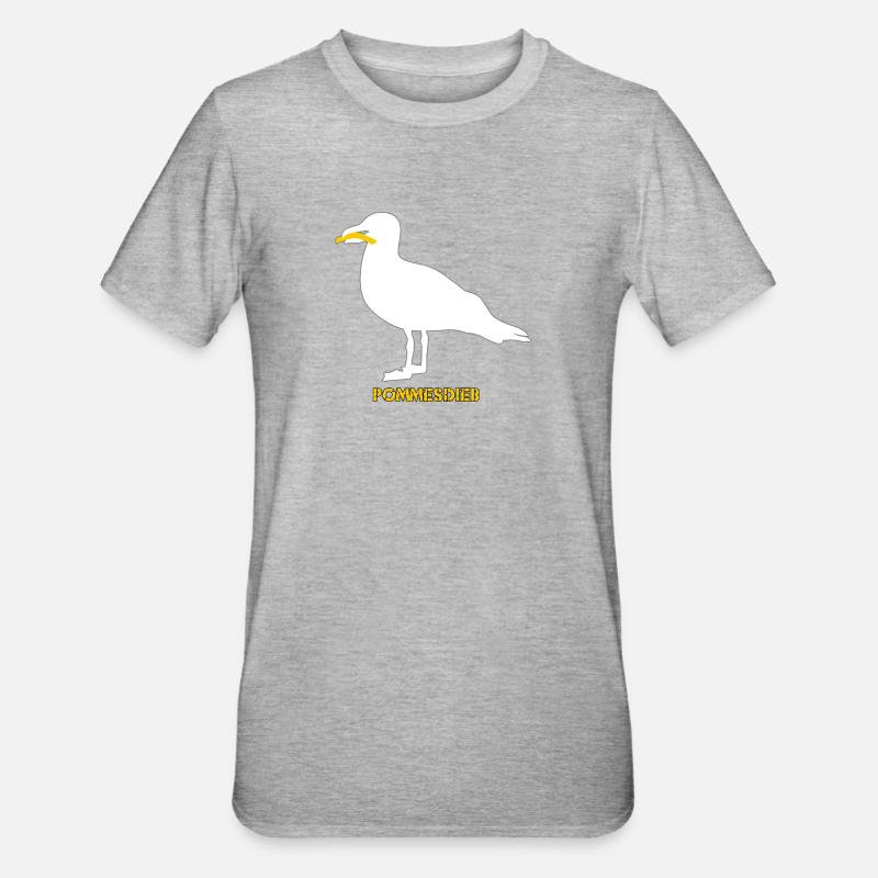 Frites Mouette Voleuse - Blanc - T-shirt polycoton Unisexe - gris chiné