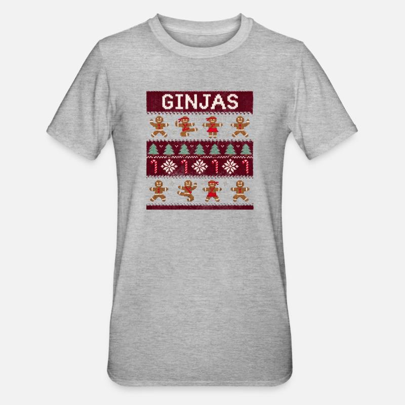 Ginjas Lebkuchen-Weihnachtspullover - Unisex Polycotton T-Shirt - Grau meliert