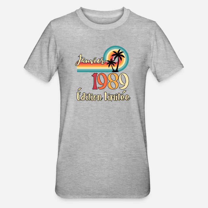 Janvier 1989 – Édition limitée rétro - T-shirt polycoton Unisexe - gris chiné