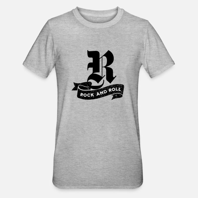 Rock and Roll Tilted Text - Unisex Polycotton T-Shirt - heather grey