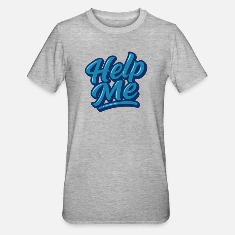 Help Me Blue Script Logo - T-shirt polycoton Unisexe - gris chiné