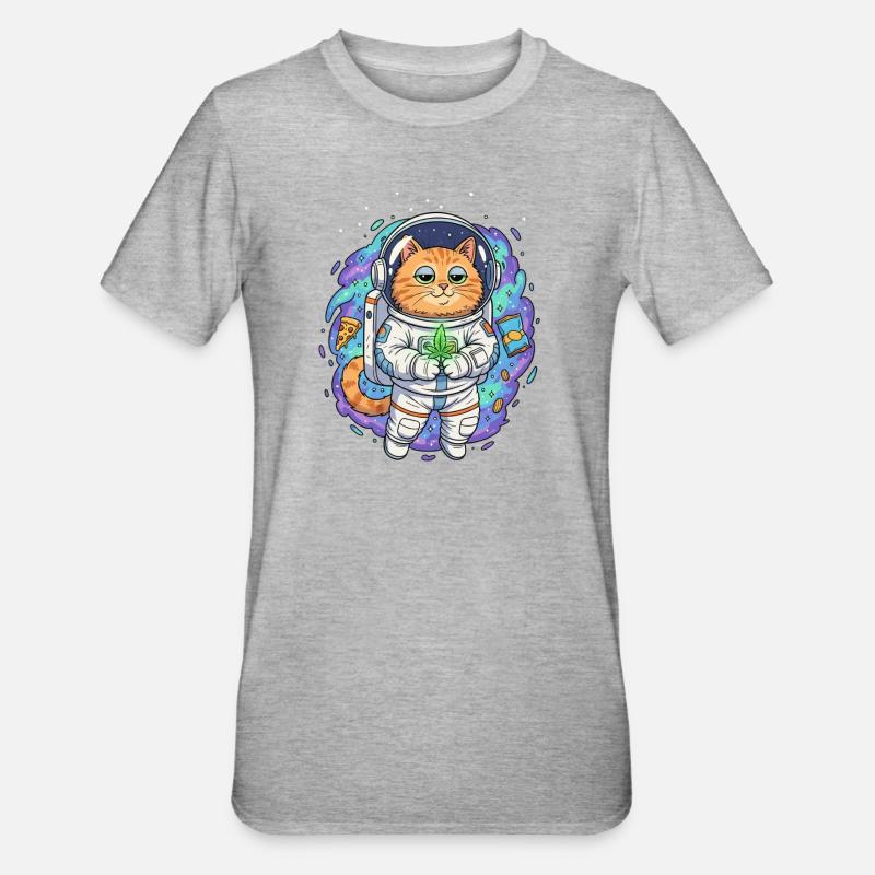 Chat Épaveuse de l’Espace - T-shirt polycoton Unisexe - gris chiné