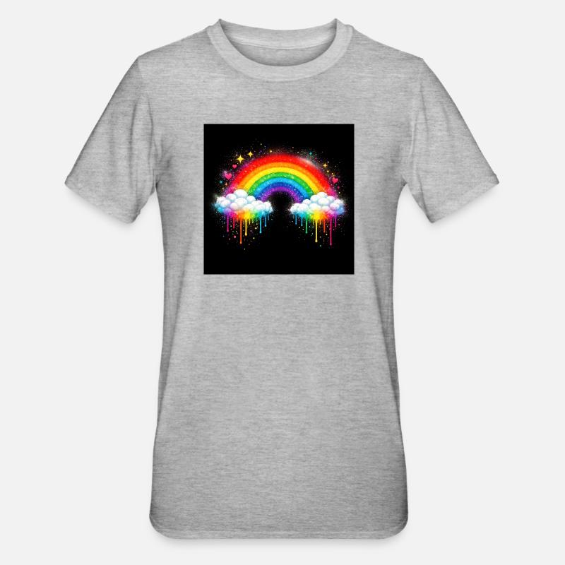 Rainbow Cloud Graffiti Drop - Unisex Polycotton T-Shirt - heather grey