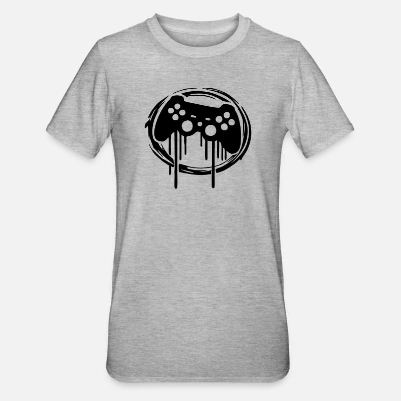 Gaming Controller Circle Pattern - Unisex Polycotton T-Shirt - heather grey