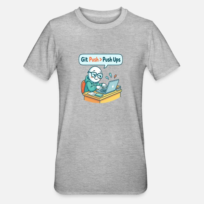 Git Push > Push Ups - Unisex Polycotton T-Shirt - Grau meliert