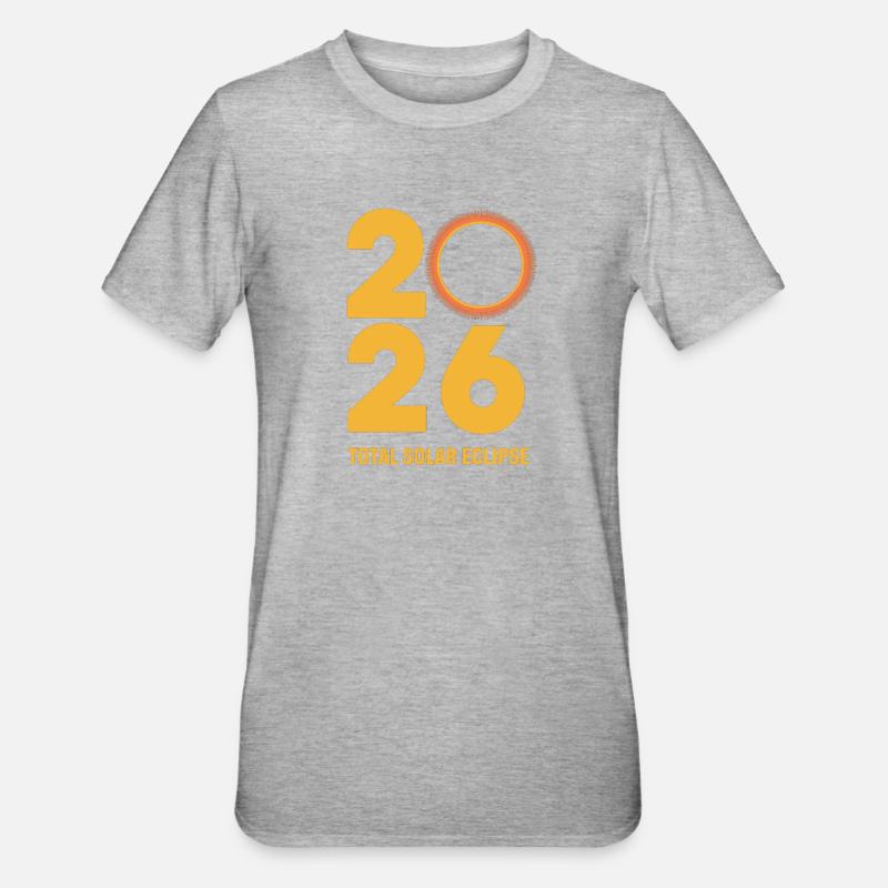 2026 Total Solar Eclipse Path Retro - Unisex Polycotton T-Shirt - heather grey