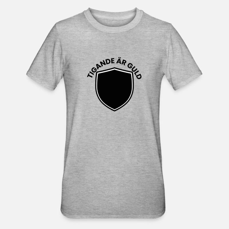 Schildemblem mit gebogenem Text - Unisex Polycotton T-Shirt - Grau meliert