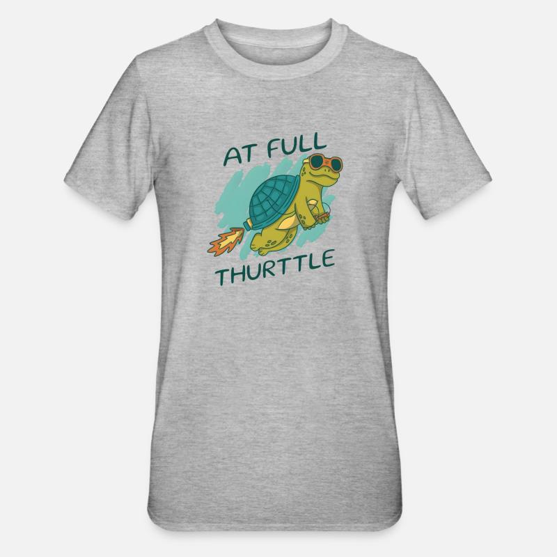 At Full Thurttle – Funny Rocket Turtle - Unisex Polycotton T-Shirt - heather grey