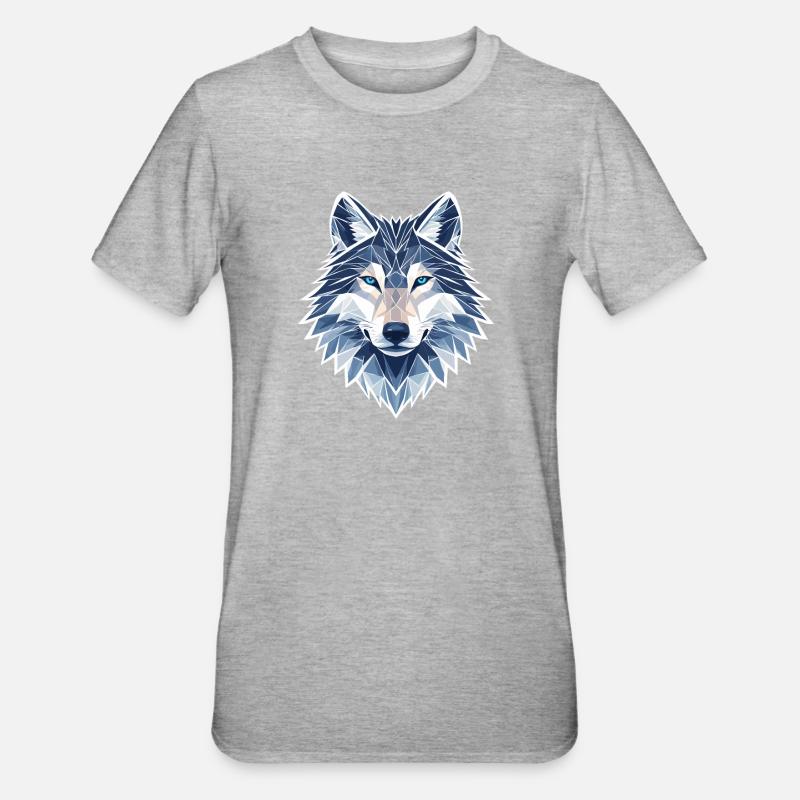Geometric Wolf - Modern Geometric Wolf - Unisex Polycotton T-Shirt - heather grey