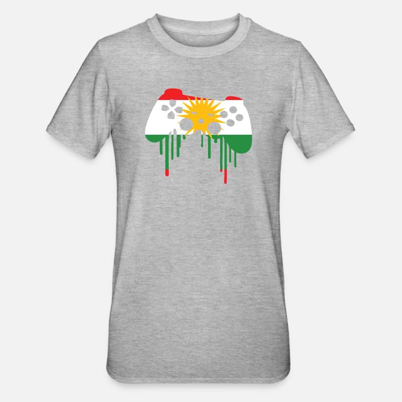 Drapeau de jeu kurde - T-shirt polycoton Unisexe - gris chiné