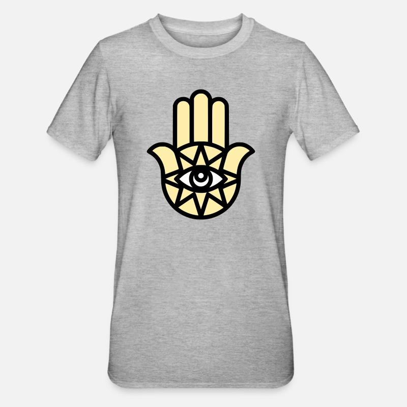 Hamsa Main de Fatima - T-shirt polycoton Unisexe - gris chiné