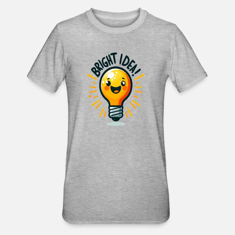 Fröhliche Glühbirne Idee - Unisex Polycotton T-Shirt - Grau meliert