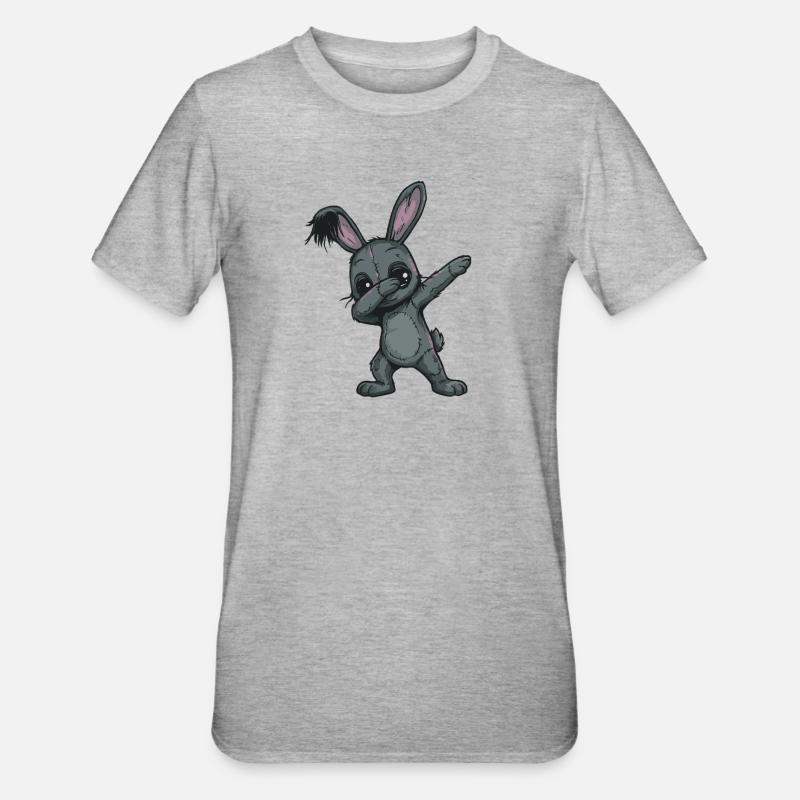 Patchwork Bunny Doodle - Unisex Polycotton T-Shirt - heather grey