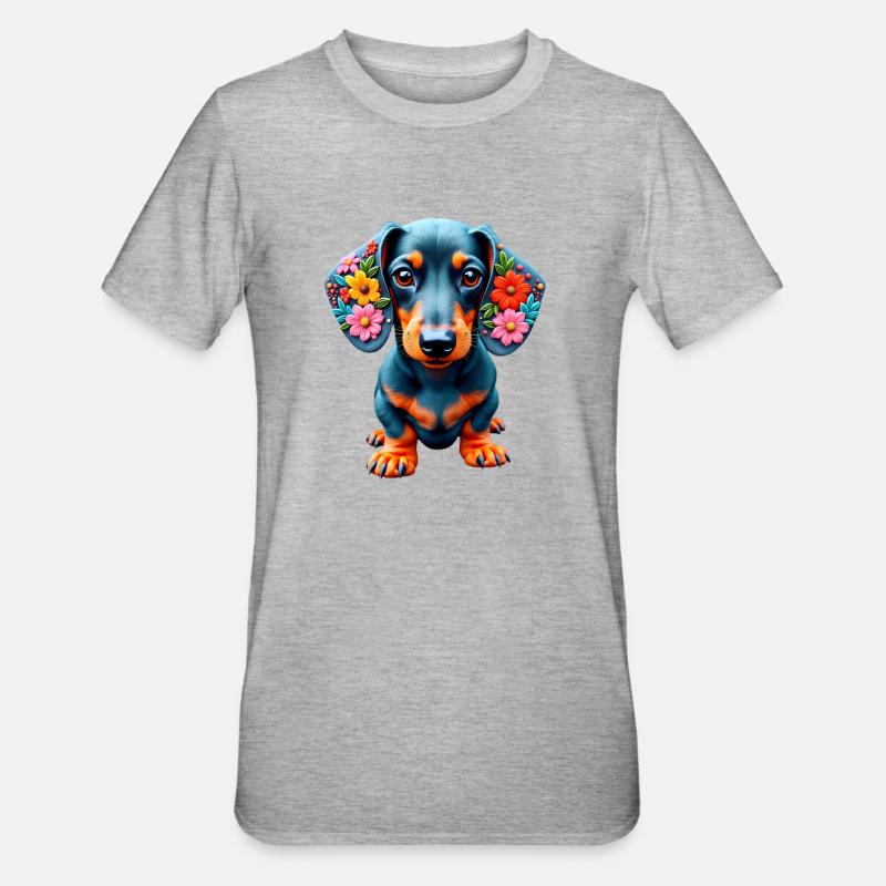Dackel teckel teckel tekel - T-shirt polycoton Unisexe - gris chiné