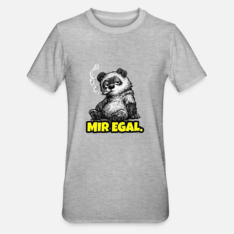 Mir egal. – Grumpy Bär (Sarkasmus Sketch) - Unisex Polycotton T-Shirt - Grau meliert