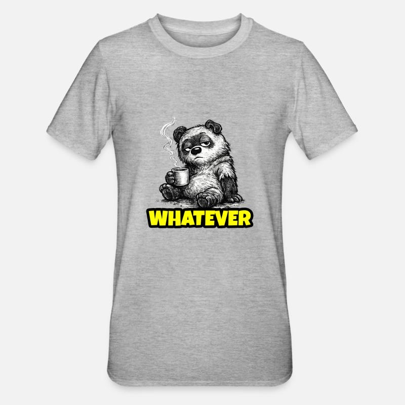 Whatever – Grumpy Bear Coffee (Sketch) - Unisex Polycotton T-Shirt - heather grey