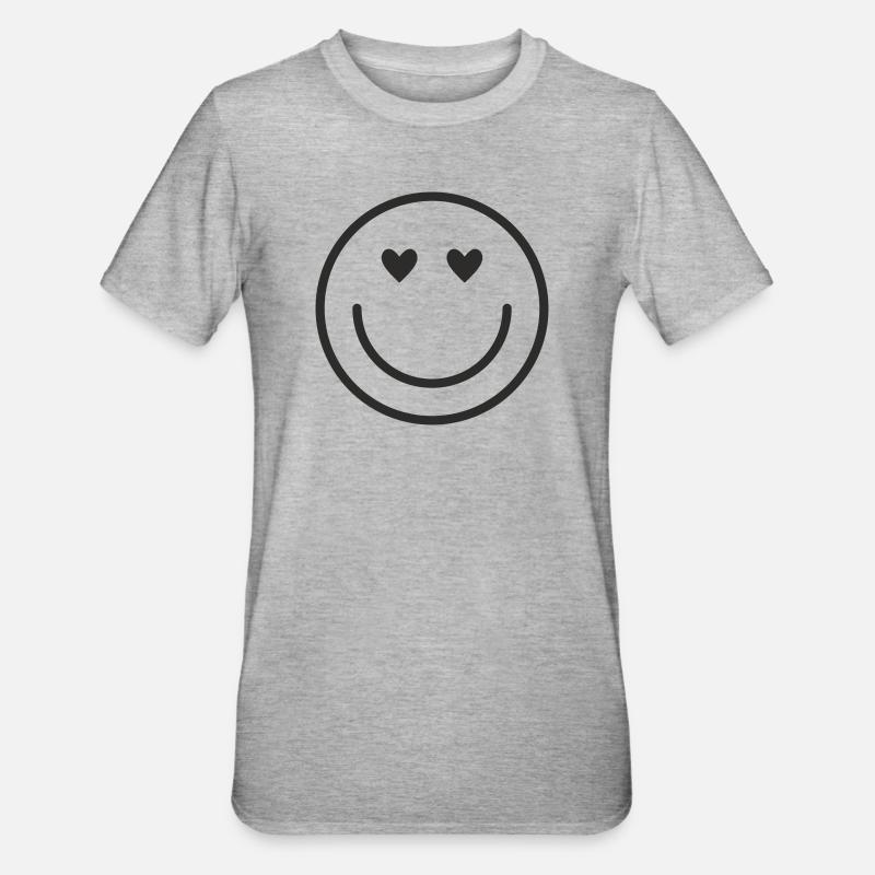 Smiley lachen lächle smile - Unisex Polycotton T-Shirt - Grau meliert