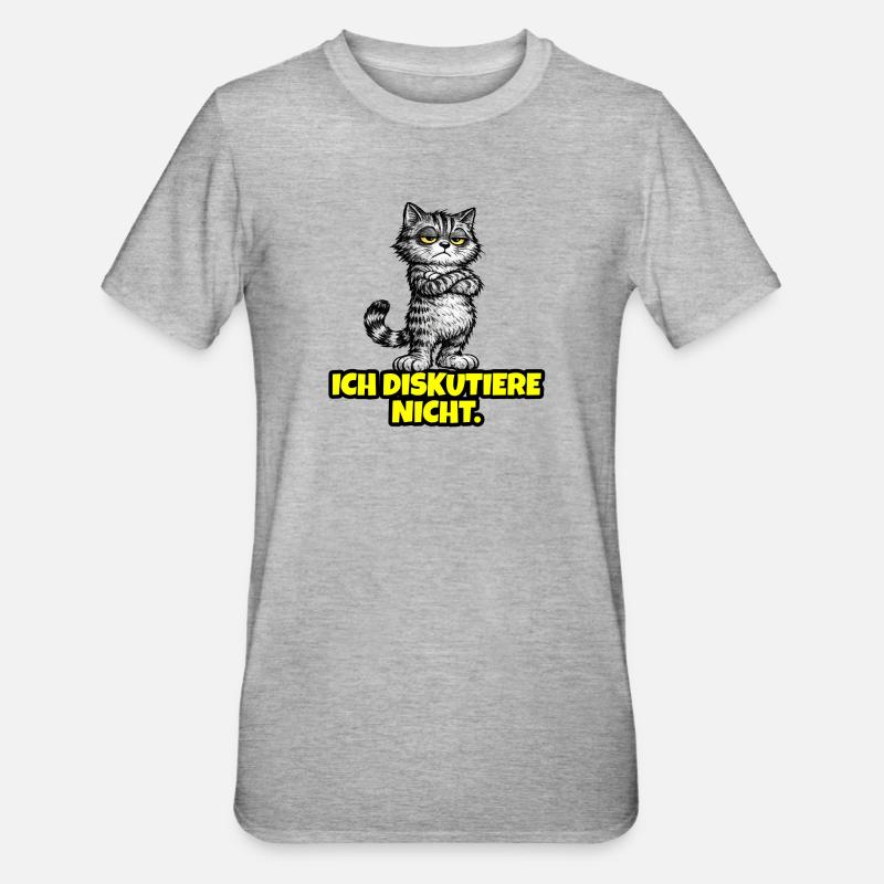Ich diskutiere nicht. – Grumpy Katze (CAT) - Unisex Polycotton T-Shirt - Grau meliert