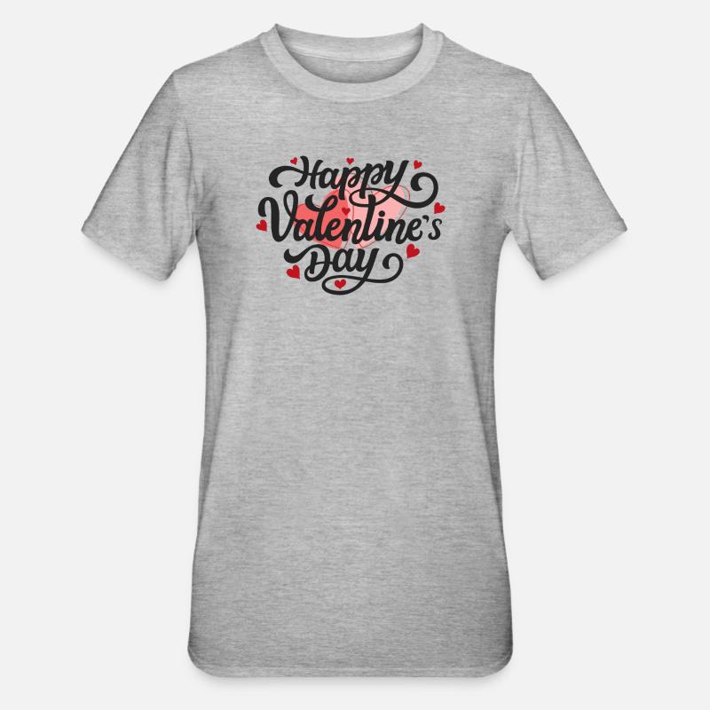 Joyeuse Saint-Valentin - T-shirt polycoton Unisexe - gris chiné
