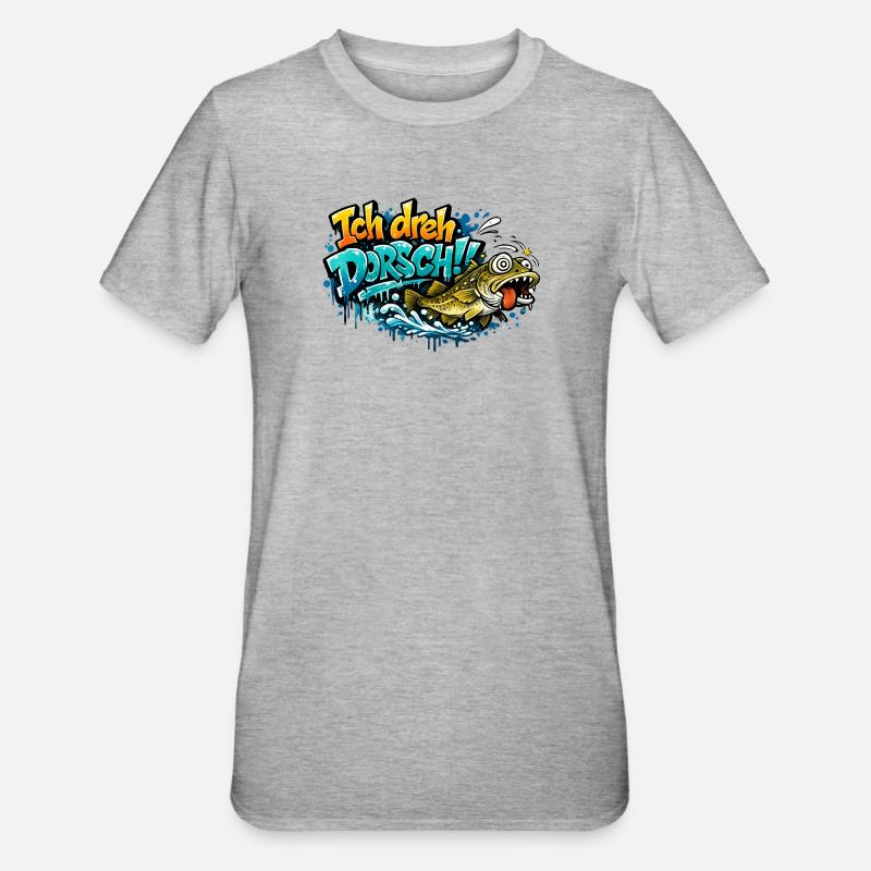 I Shoot Cod Graffiti Fish - Unisex Polycotton T-Shirt - heather grey