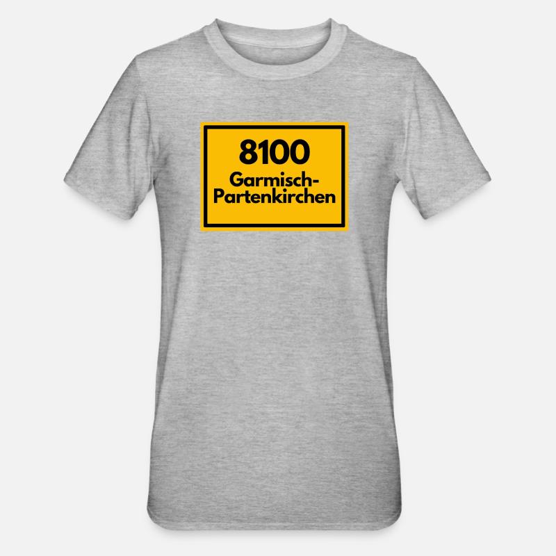 OLD POSTCODE POSTCODE 8100 GARMISCH-PARTENKIRCHEN - Unisex Polycotton T-Shirt - heather grey