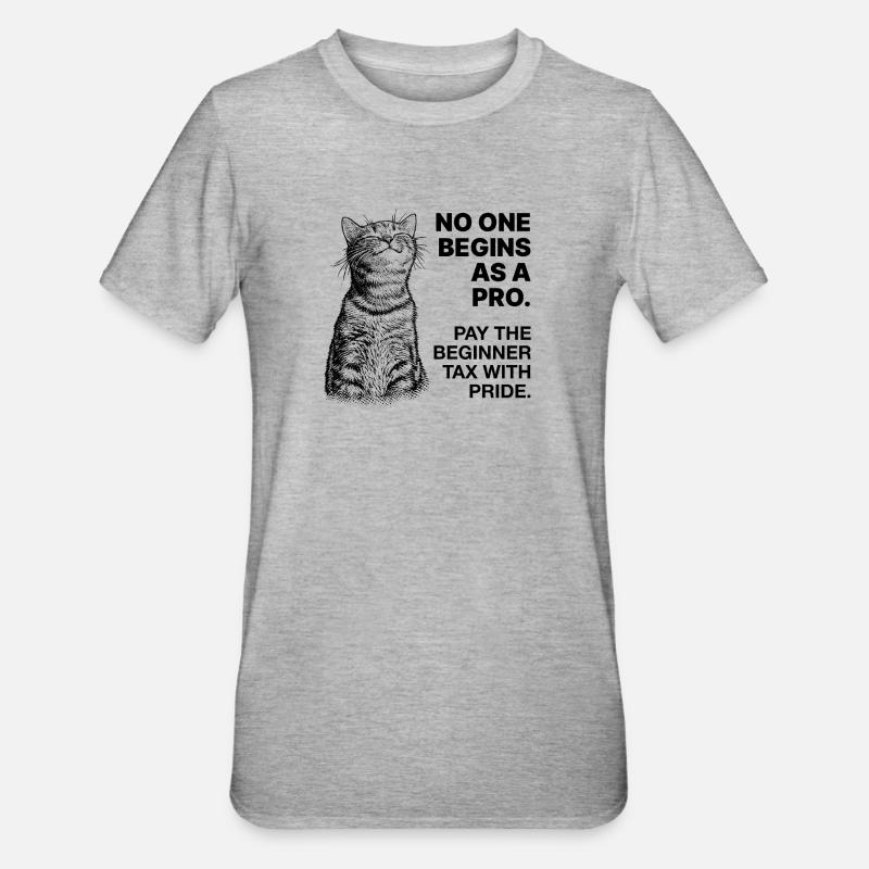 Beginner Mindset – Learning Cat Halftone - Unisex Polycotton T-Shirt - heather grey